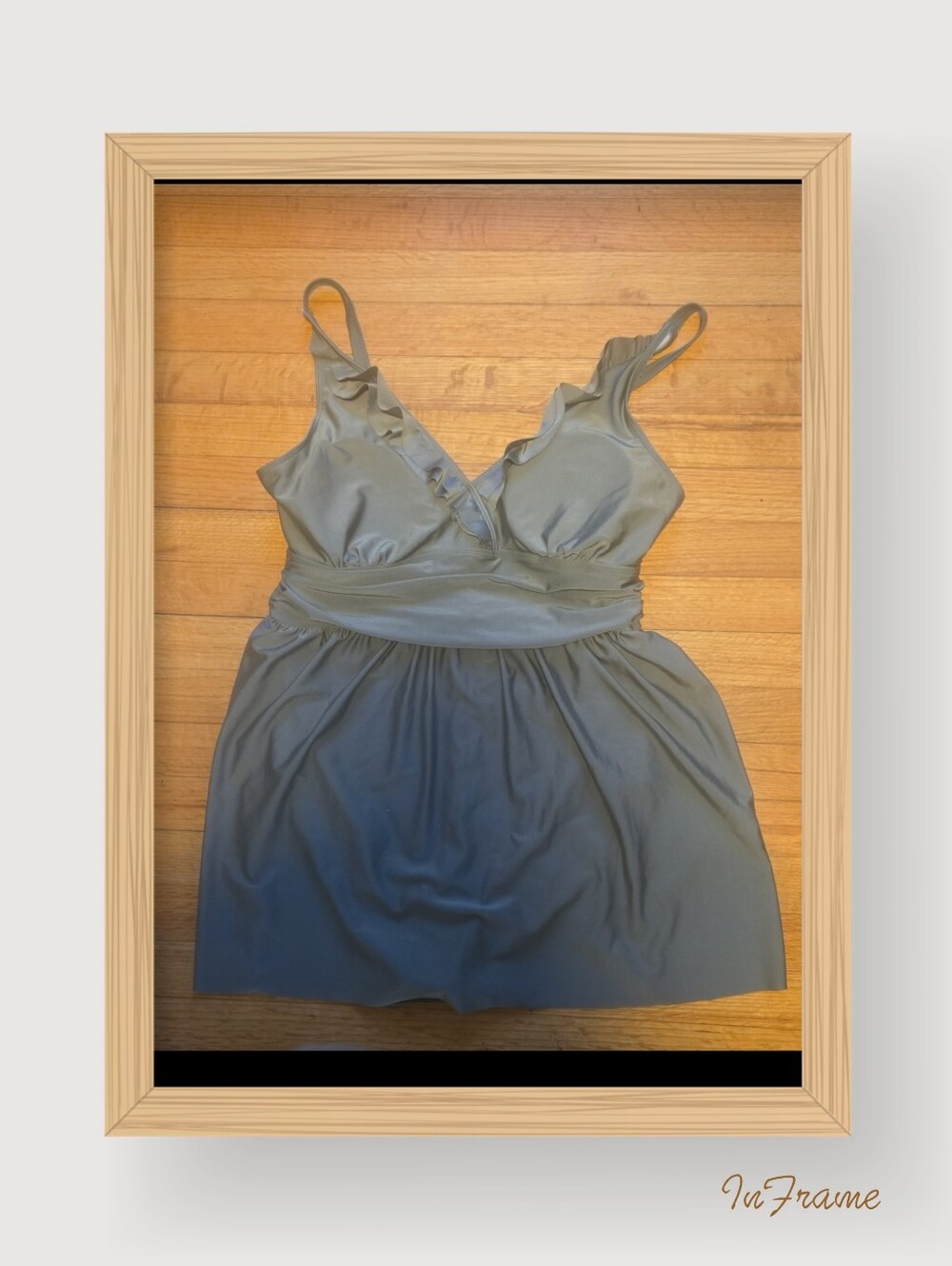 Olive Green Ruffled V-Neck Swimdress Size 1x